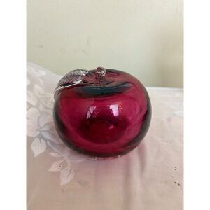 Astral Hand Blown Glass Apple Red Decorative Art Sculpture Paperweight